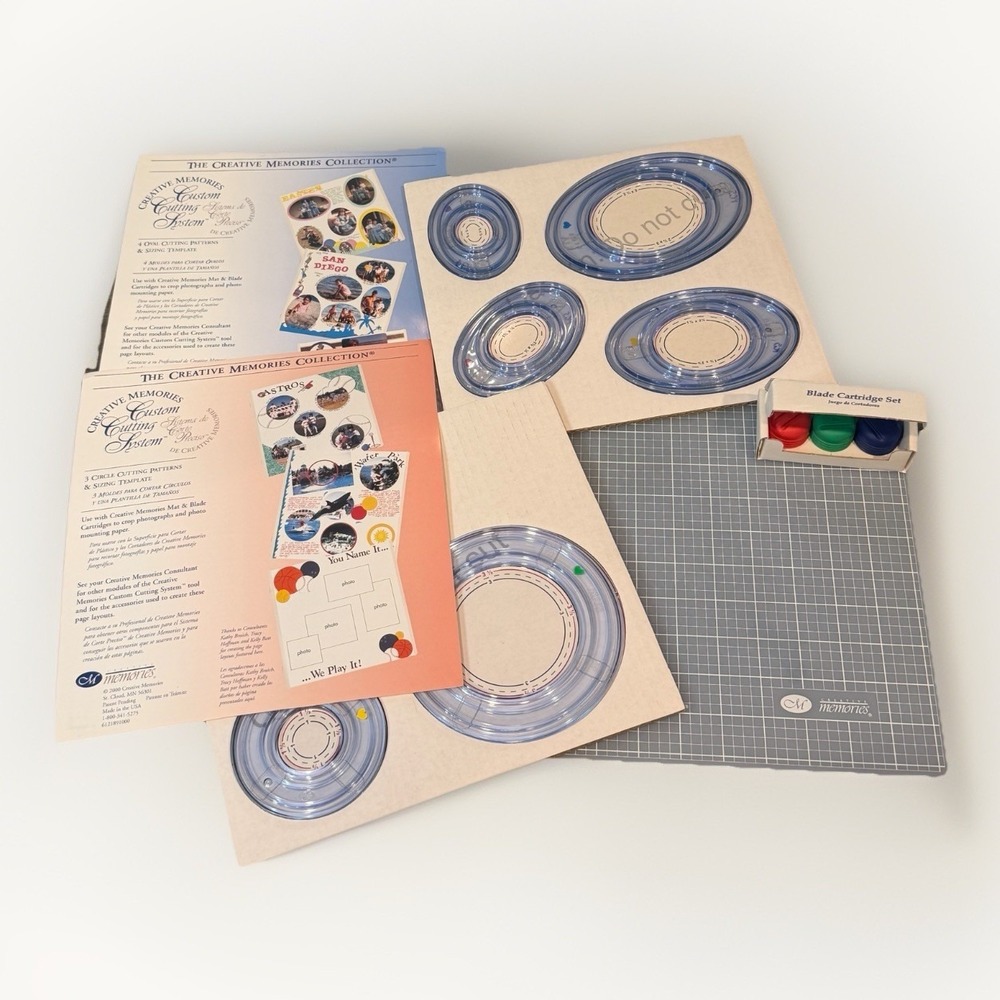 Creative‎ Memories Custom Cutting System Lot Blades Mat Templates Circles Ovals